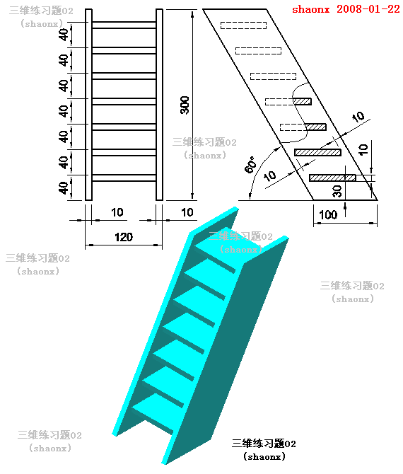 AutoCAD三维教程－拉升、复制、移动（图文教程）,AutoCAD三维教程－拉升、复制、移动,三维,二维,建模,习题,大家,第3张