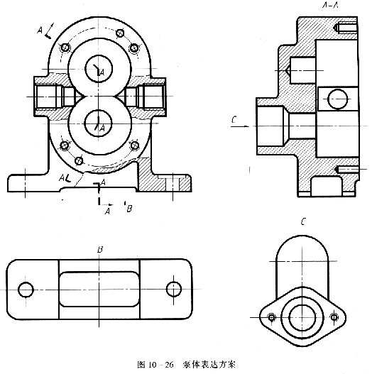 机械制图教程—10-3零件的视图选择(图文教程),教程,制图,视图,零件,第4张 机械制图教程—10-3零件的视图选择(图文教程),机械制图教程—10-3零件的视图选择,教程,制图,视图,零件,第4张