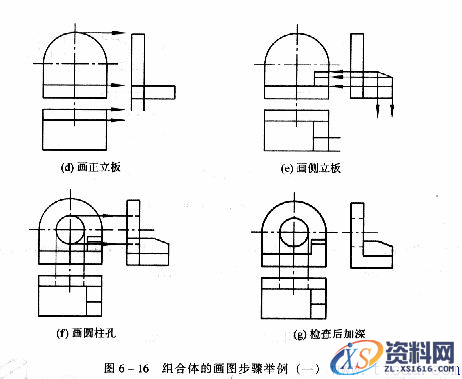 机械制图教程—6-3画组合体视图的方法和步骤(图文教程),形体,组合体,主视图,视图,第5张 机械制图教程—6-3画组合体视图的方法和步骤(图文教程),机械制图教程—6-3画组合体视图的方法和步骤,形体,组合体,主视图,视图,第5张