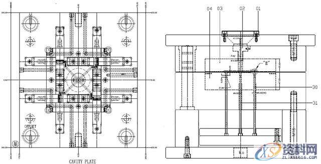塑胶模具设计之四面抽芯多型腔的设计要点,型腔,模具设计,要点,塑胶,第3张 塑胶模具设计之四面抽芯多型腔的设计要点,型腔,模具设计,要点,塑胶,第3张