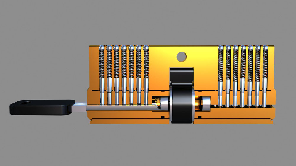 半圆双排珠咔吧锁内部结构3D图解(图文教程),半圆双排珠咔吧锁内部结构3D图解,结构,第13张