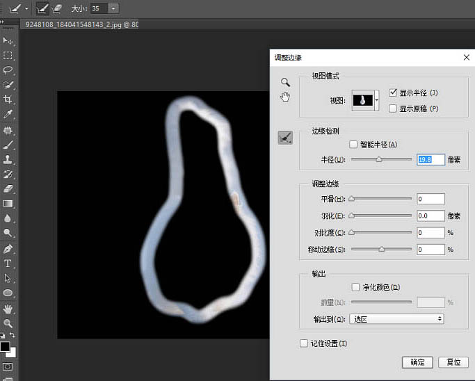 PS利用快速蒙版及调整边缘快速抠出白猫教程(图文教程),PS利用快速蒙版及调整边缘快速抠出白猫教程,选择,这个,半径,第9张