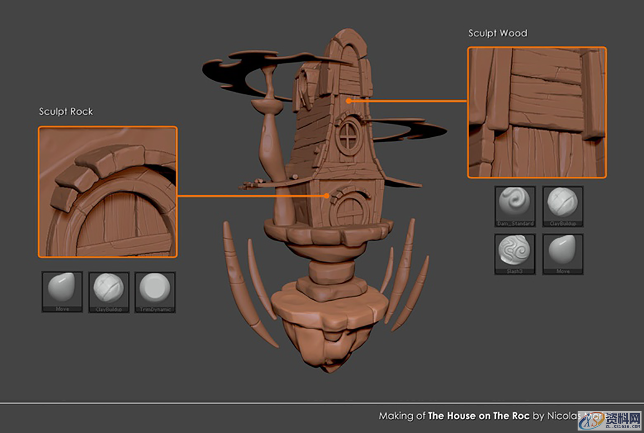 zbrush场景如何建造?一个平平无奇的小房子,技巧如此之多开始步骤一:创建基础网格步骤二:在zbrush中雕刻细节步骤三:制作泡沫步骤四:雕刻鱼步骤五:合成步骤六:纹理和着色步骤七:灯光和BPR通行证步骤八:Photoshop合成,设计,产品,选择,第3张 zbrush场景如何建造?一个平平无奇的小房子,技巧如此之多开始步骤一:创建基础网格步骤二:在zbrush中雕刻细节步骤三:制作泡沫步骤四:雕刻鱼步骤五:合成步骤六:纹理和着色步骤七:灯光和BPR通行证步骤八:Photoshop合成,设计,产品,选择,第3张